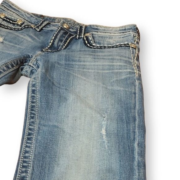 Miss Me Contrast Stitched Boyfriend Fit Bling Cropped Denim US 26 - Picture 5 of 12